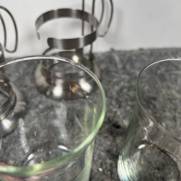 French Press Coffee Cup Set of 2 Glass Stainless Steel VTG Unmarked Pyrex - Picture 8 of 11